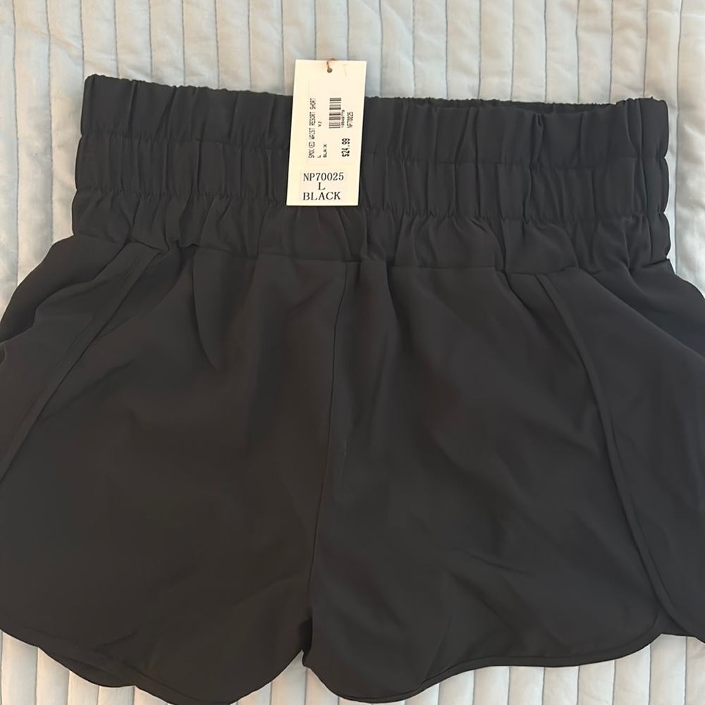 NWT Black smocked waist athletic shorts